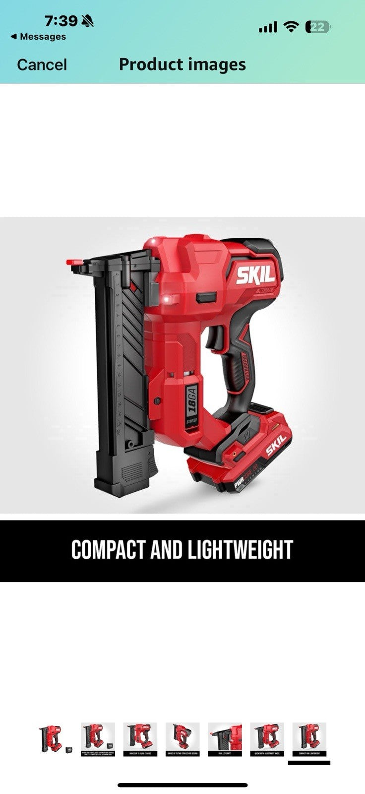 SKIL PWR CORE 20 Brushless 20V 18Ga 1/4 In. Narrow Crown Stapler Kit
