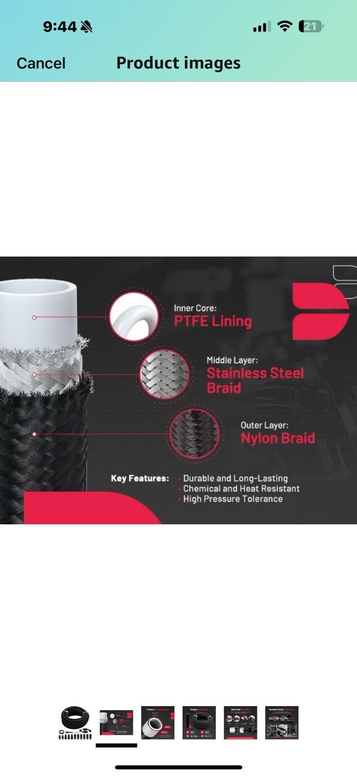 BDFHYK 25FT 5/16" ID PTFE Fuel Line Kit 6AN PTFE Fitting Compatible