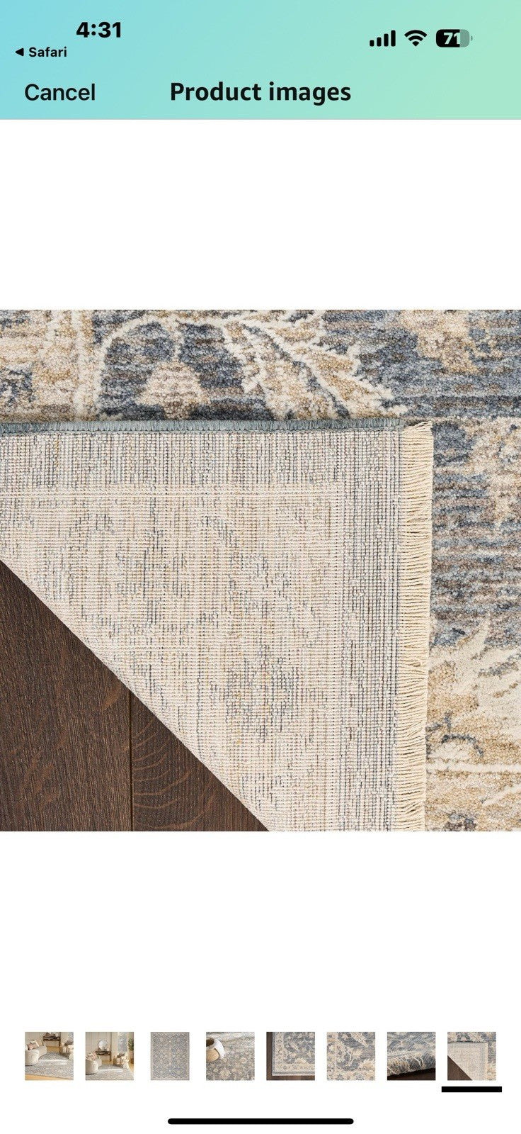Nourison Harbor Blue 5'3" x 7'6" Area Rug - Easy Clean, Non Shedding, 