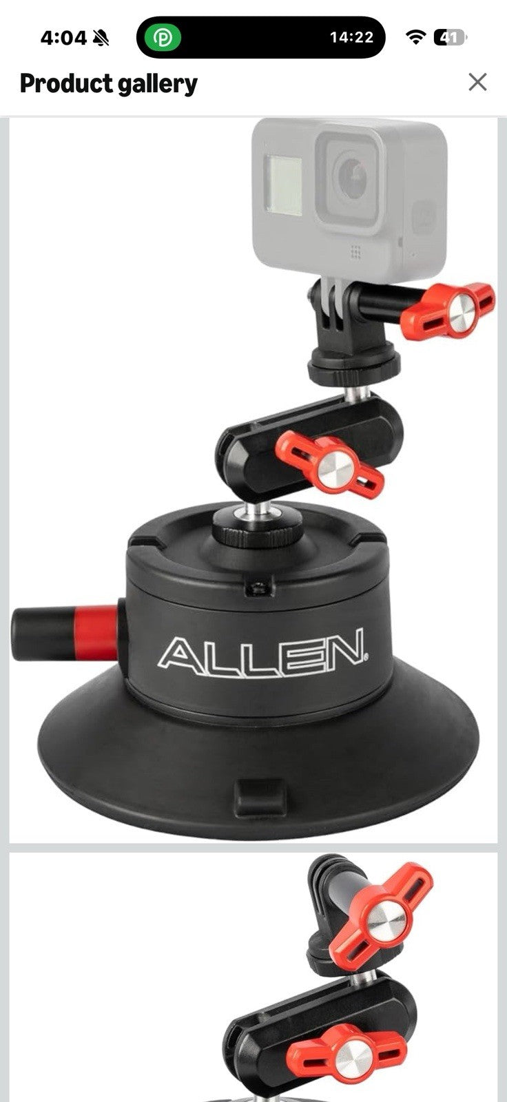 Allen Smart Suction SNAP Camera Mount, Model SB-03, Compatible with DSLR