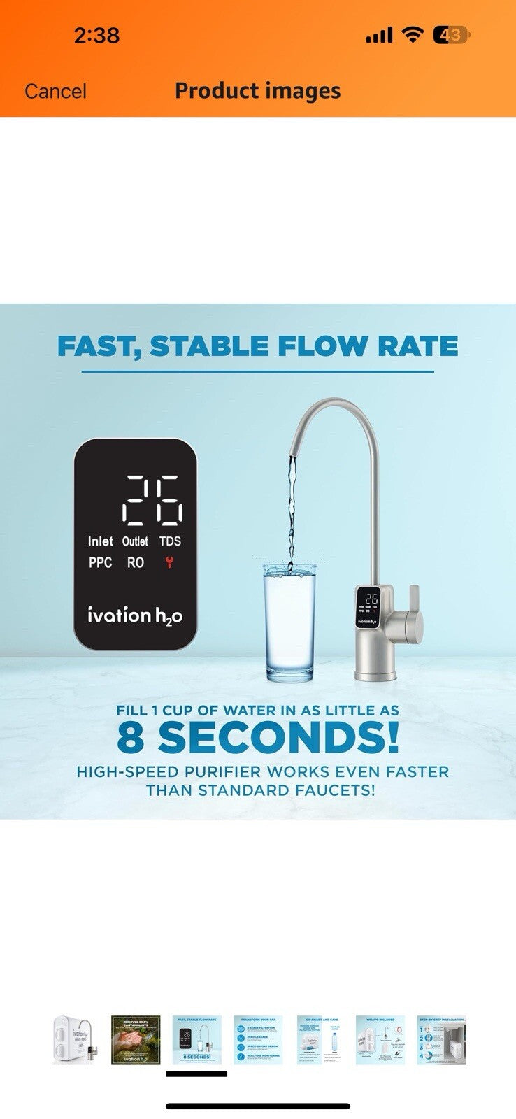 Ivation H2O 600 GPD Reverse Osmosis Under Sink Tankless Water Purifier
