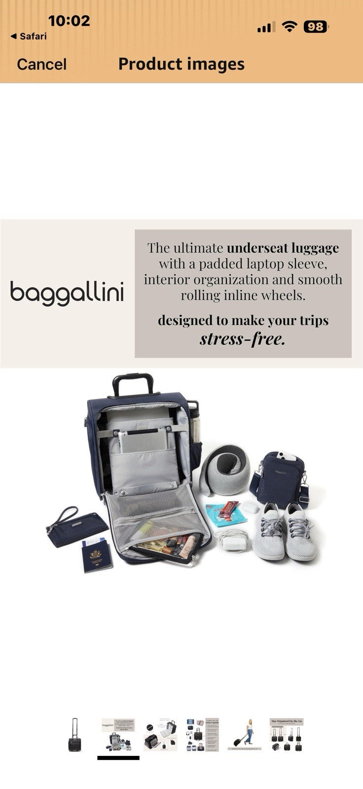 Baggallini 2 Wheel Underseater Carry-On - Lightweight Travel Weekender