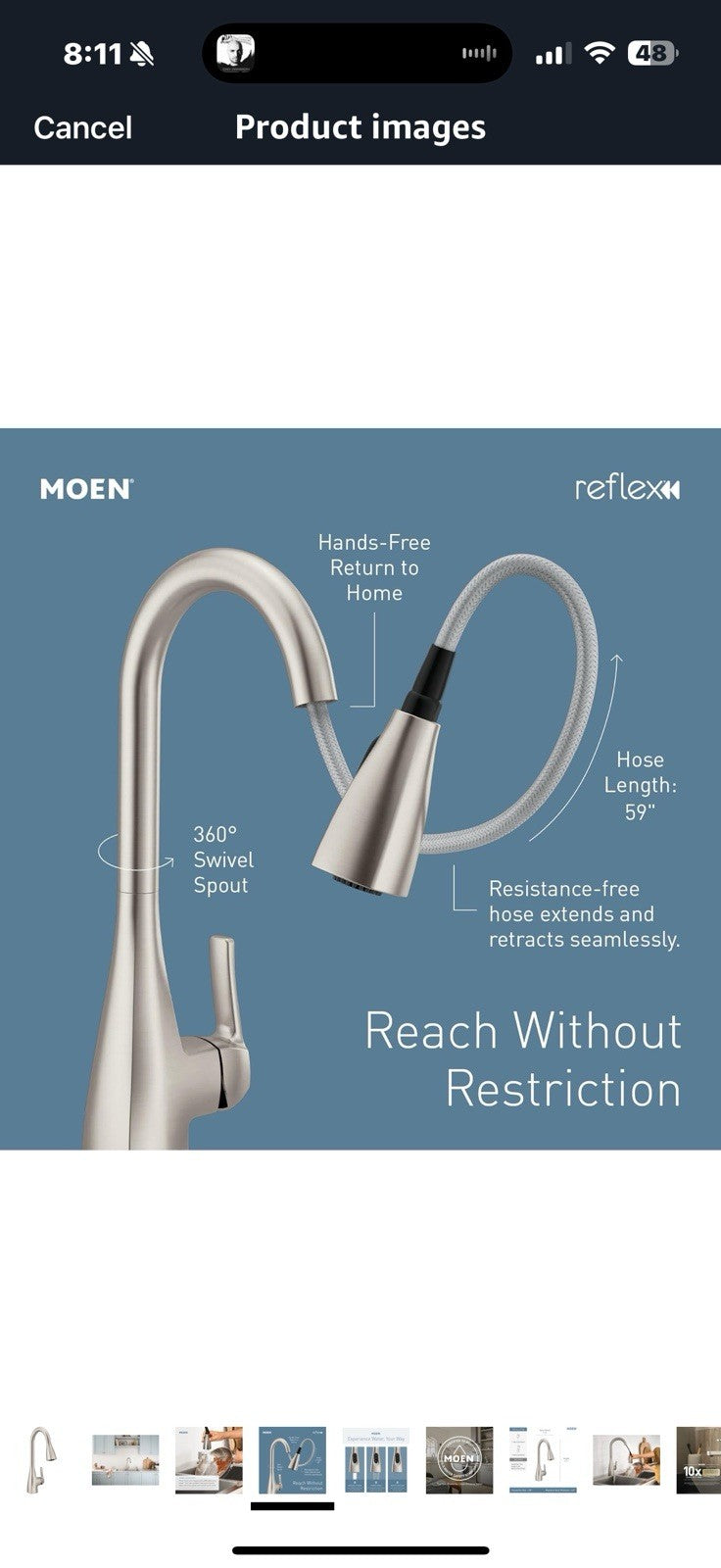 Moen Kiran Spot Resist Stainless One-Handle High Arc Pulldown Kitchen