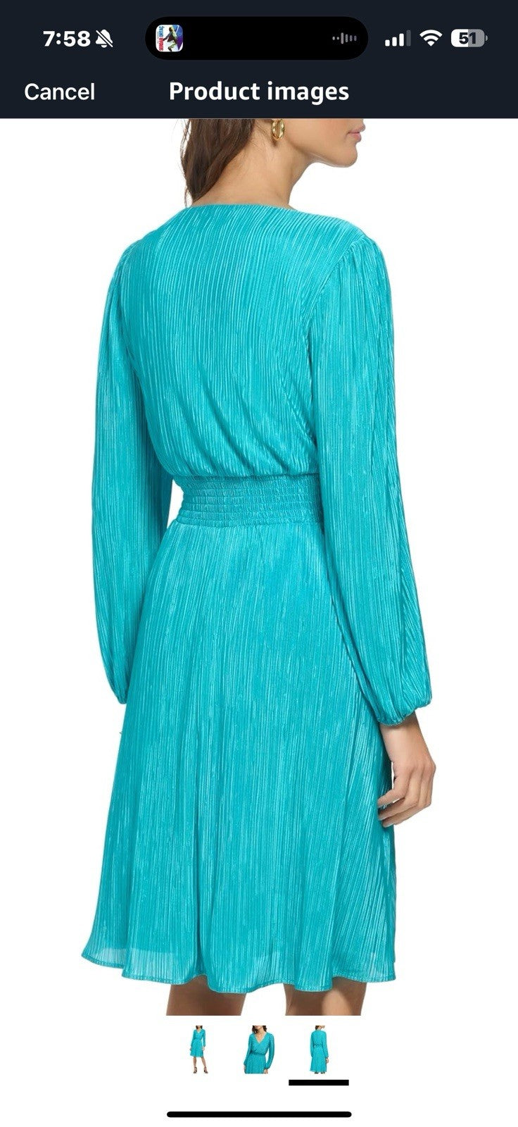 kensie Women's Balloon Sleeve Smocked Waist Mini Dress Size 16 
