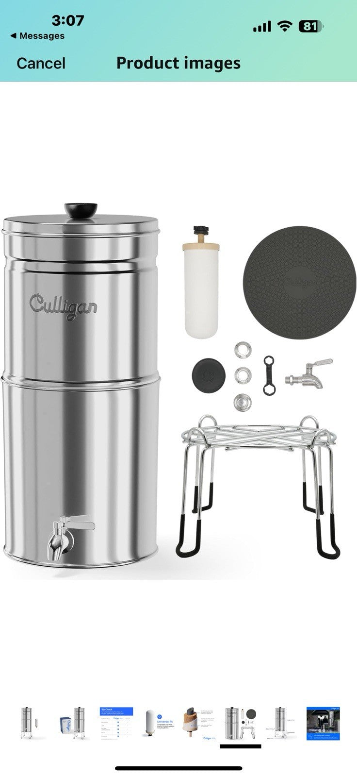 Culligan with MaxClear Technology 3 Gallon Gravity Water Filter System, 