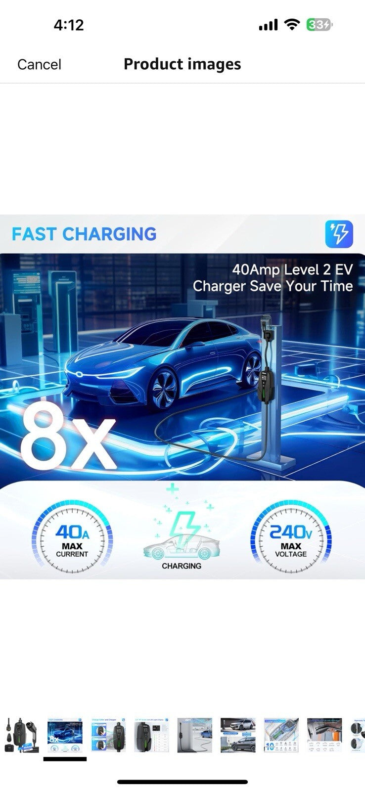 Level 2 EV Charger, 40Amp Electric Car Charger Portable EV Charger 25FT
