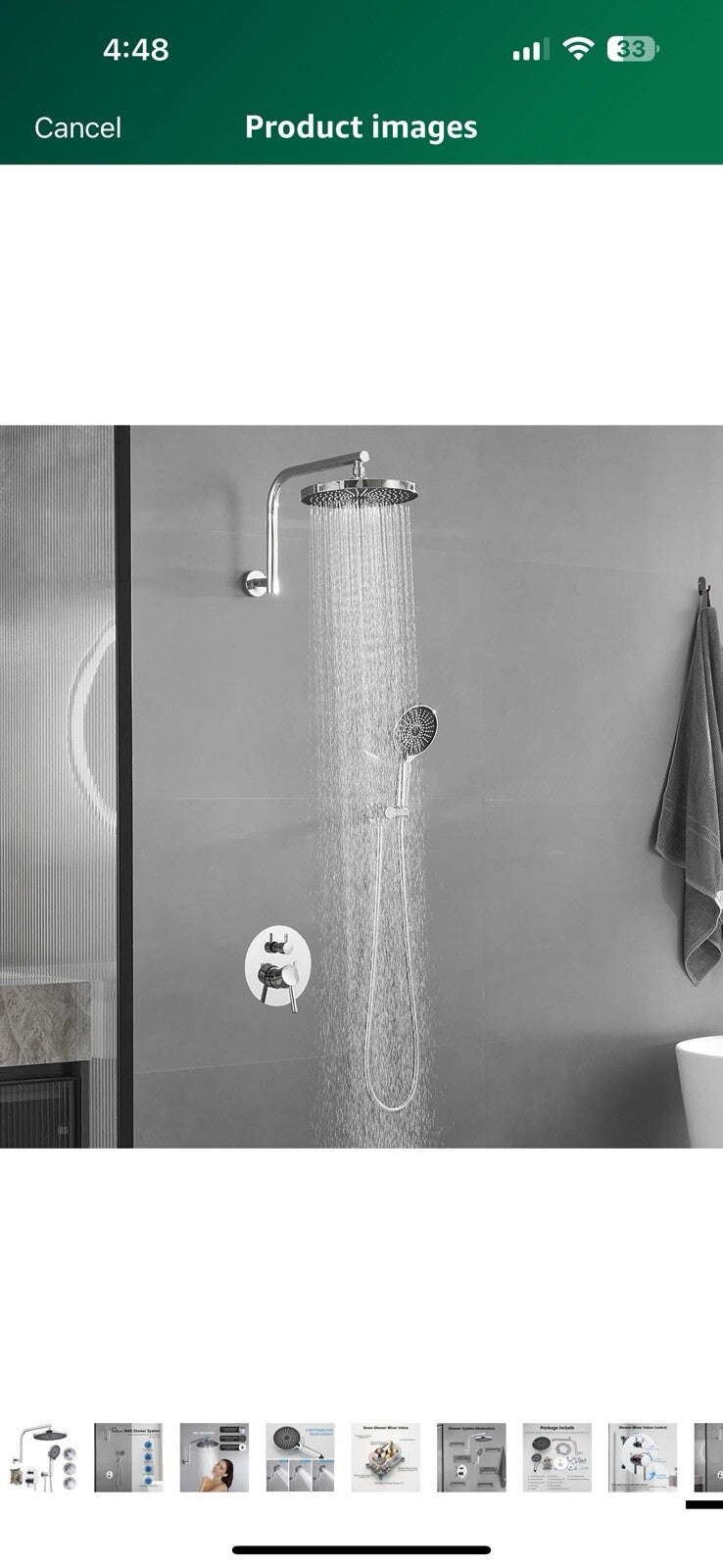BWE Chrome Shower System Wall Mounted Shower Faucet Set with 10 inch 