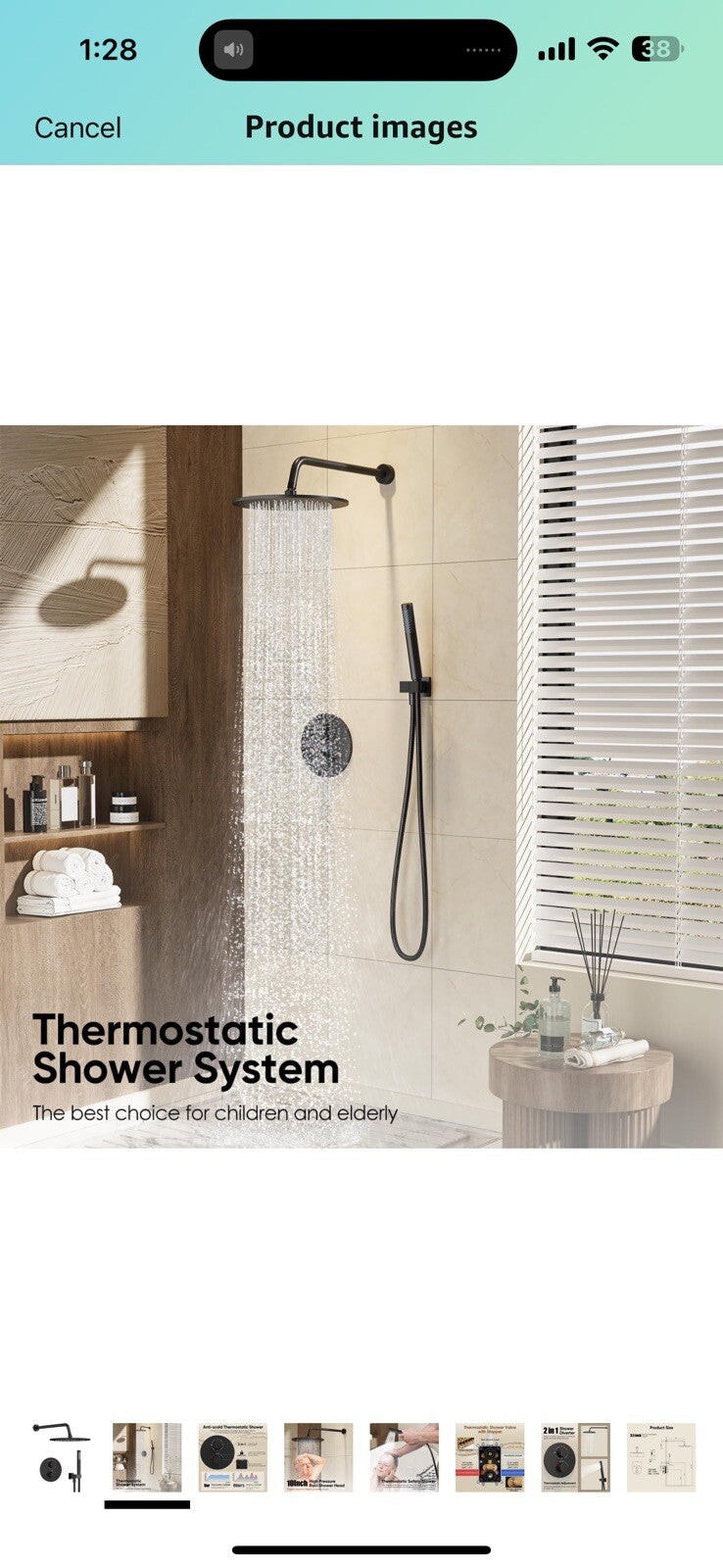 Gabrylly Thermostatic Shower Faucet Set, All Metal Shower System with Anti Scald