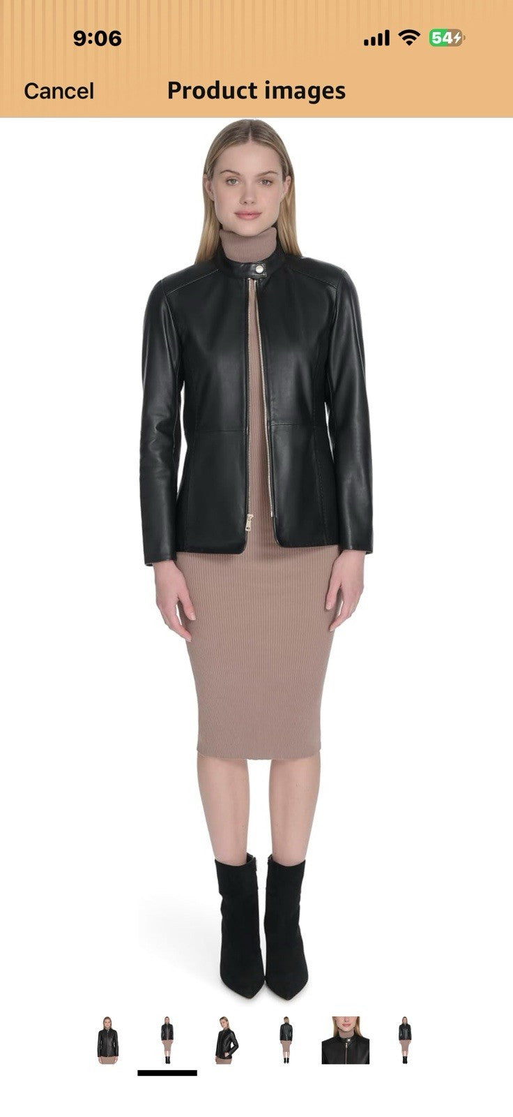 Cole Haan Women's Leather Hand Stitched Details Classic Jacket  Xl