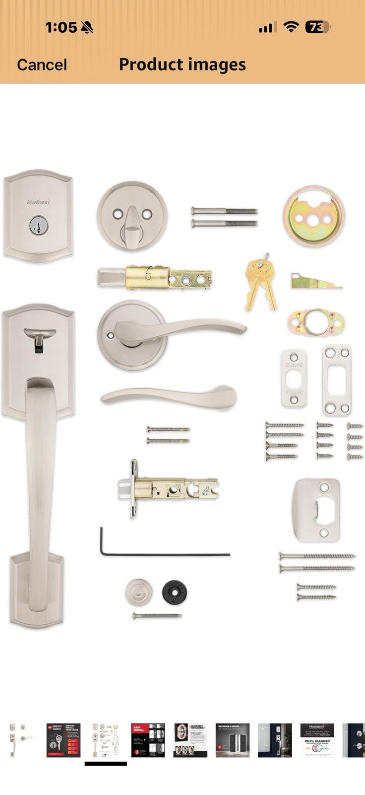 Kwikset Prescott Front Door Lock Handle and Deadbolt Set, Keyed Entry