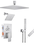VANFOXLE Shower Faucet Set Brushed Nickel Shower System,Push Button 
