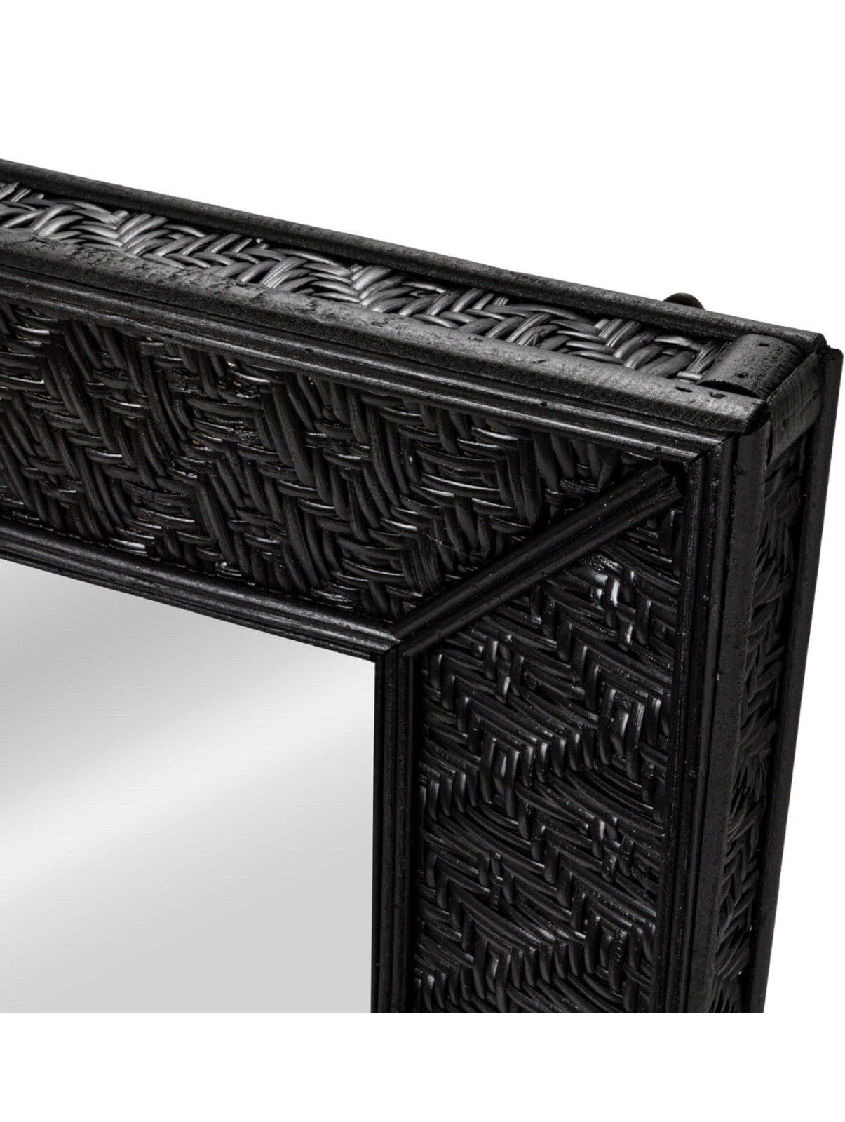 Creative Co-Op Rattan Rectangle Wall Mirror, Black