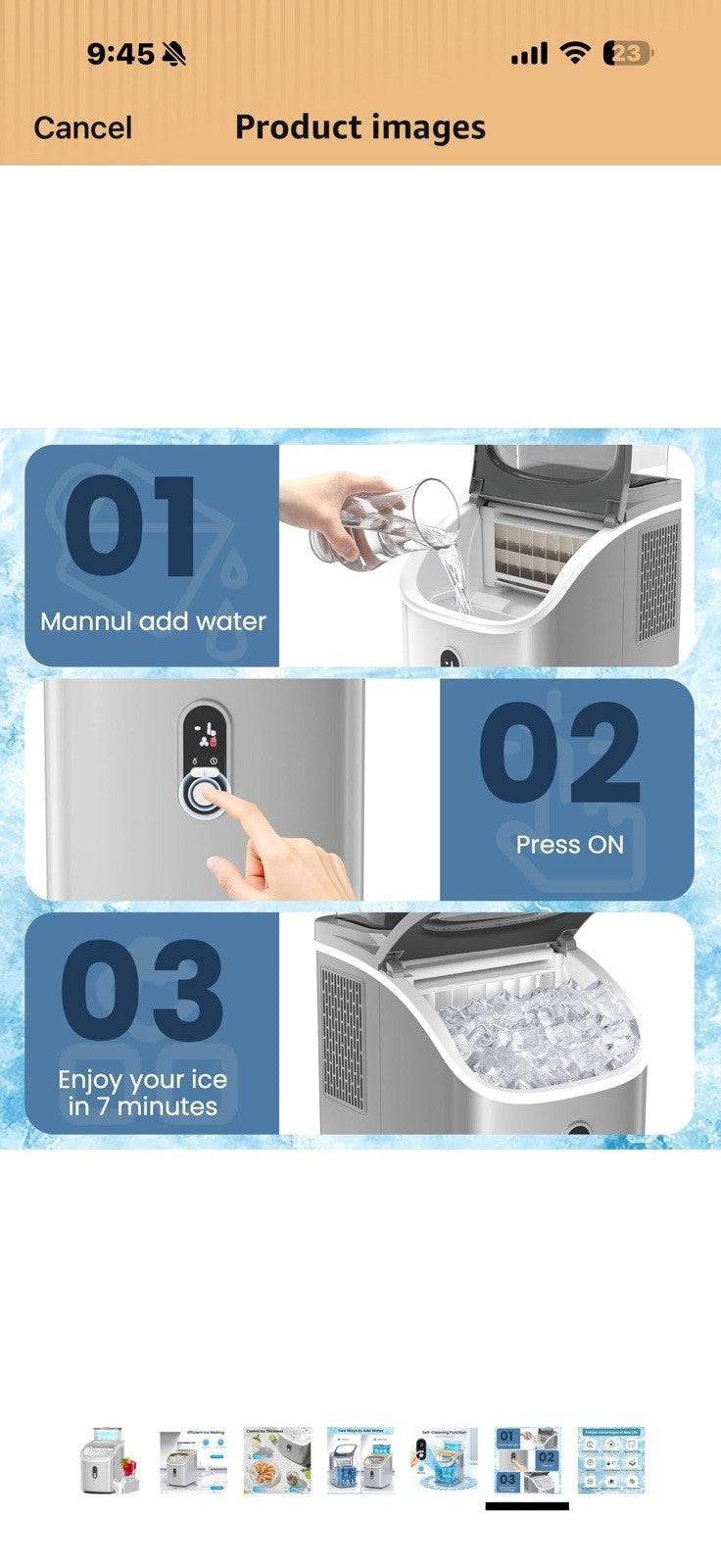 Antarctic Star Countertop Ice Maker Machine, 30lbs/24Hrs, 3 Thickness Ice
