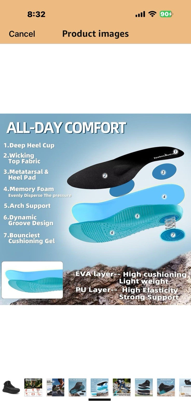 Men's Orthopedic Waterproof Hiking Boots: Comfortable Plantar Fasciitis 