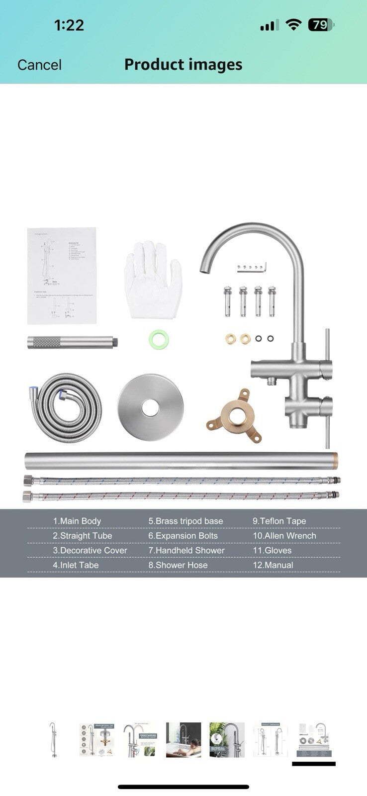 Freestanding Tub Filler Faucet, Floor Mount Brushed Nickel Bathtub Faucet