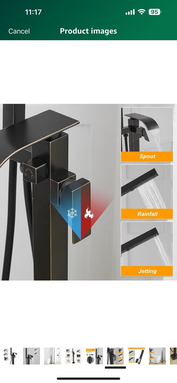 BESy Freestanding Tub Faucet Oil Rubbed Bronze Floor Mounted Tub Filler
