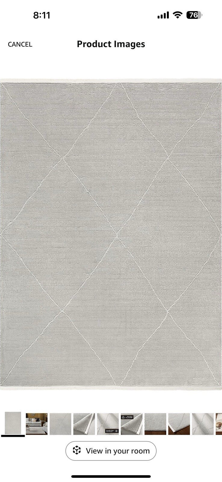 TOWN & COUNTRY LUXE Tretta Contemporary Diamonds Area Rug with Grey, 9'2"x12'5"