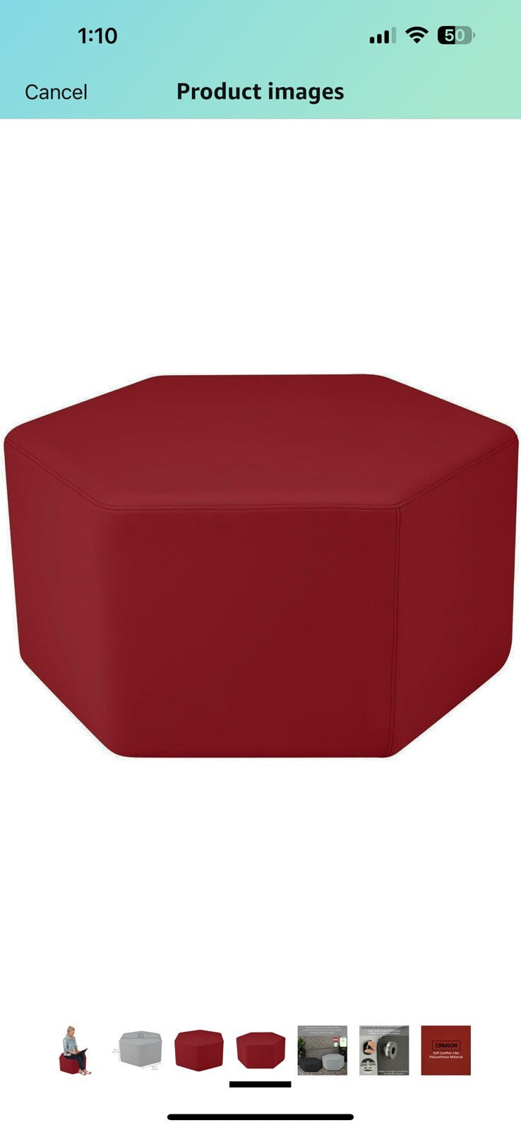 FDP Pro Series Hexagon Ottoman Stool - Hand Upholstered Ottoman 
