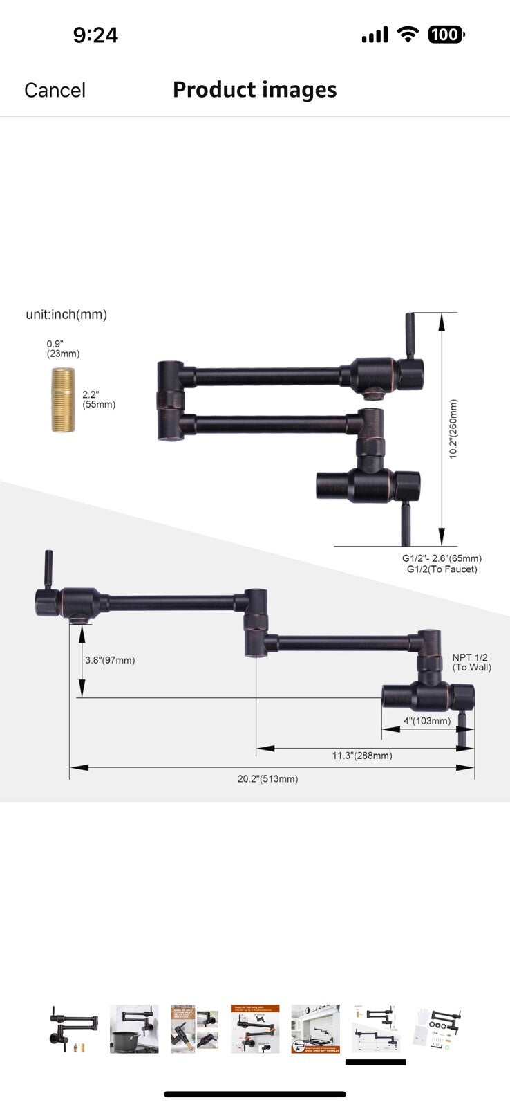 ALEASHA Solid Brass Made Oil Rubbed Bronze Pot Filler Faucet, Wall Mount Fauc...