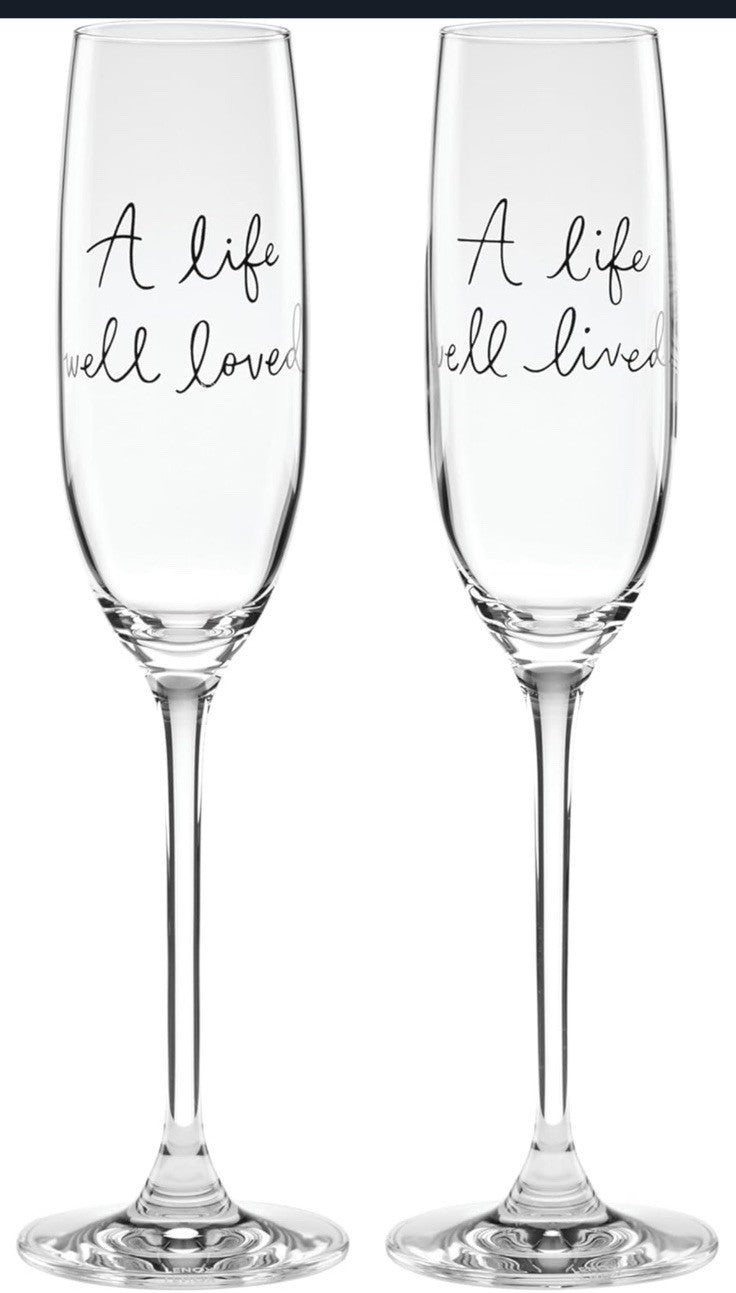 kate spade new york Charmed Life 2-Piece Toasting Flutes, Clear