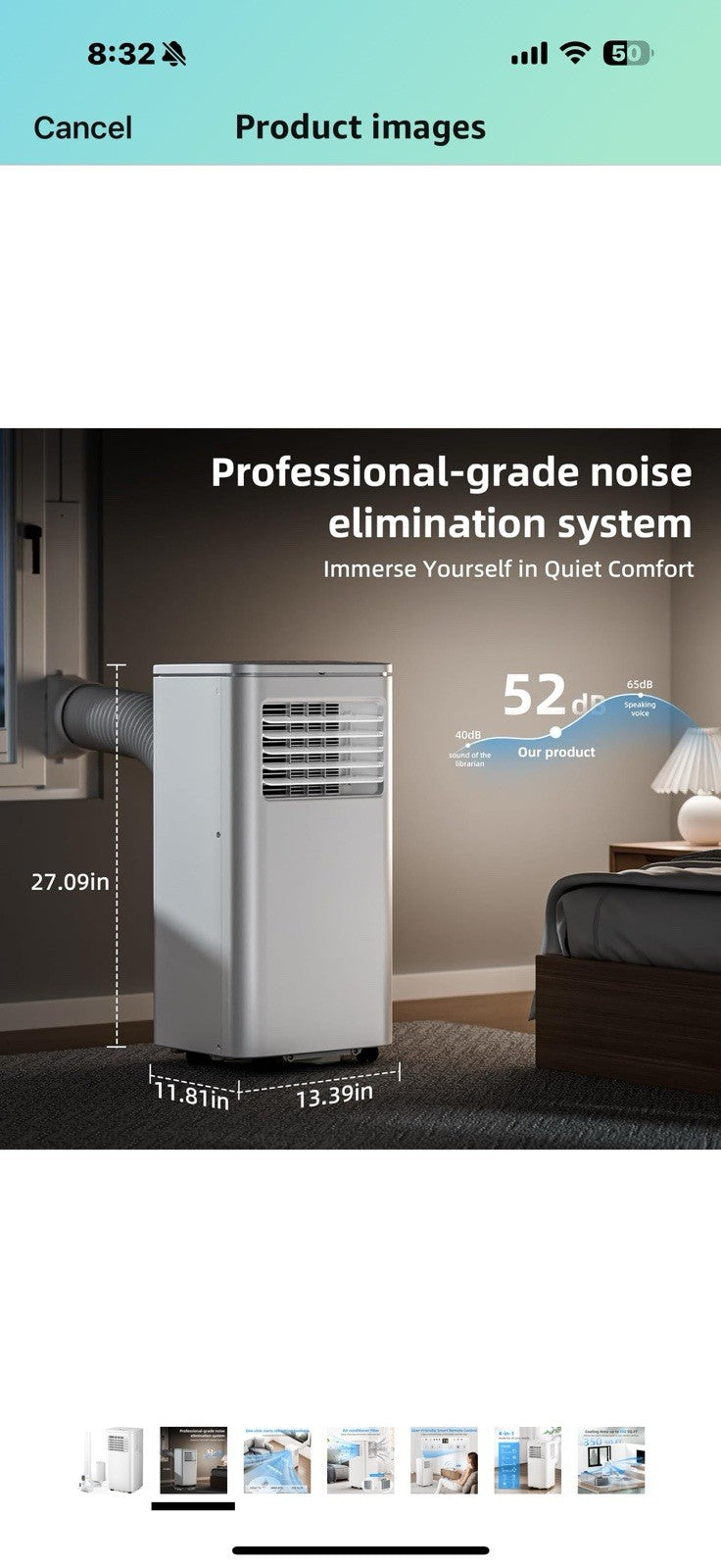 8000 BTU Portable Air Conditioner, 3 in 1 Free Standing Cooling AC Unit 