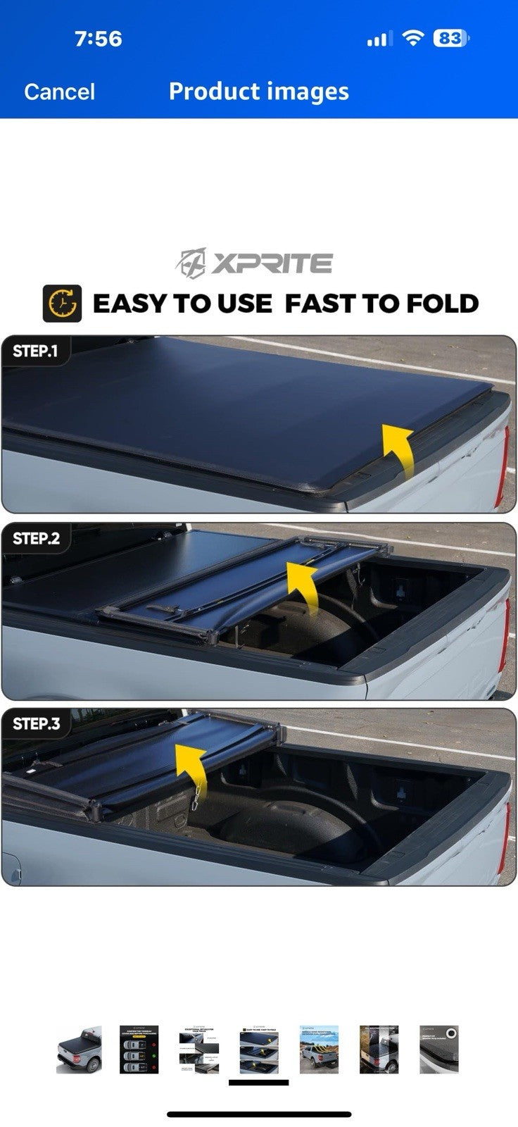 Xprite 4.6ft Soft Tri-Fold Truck Bed Tonneau Cover Compatible with 2022