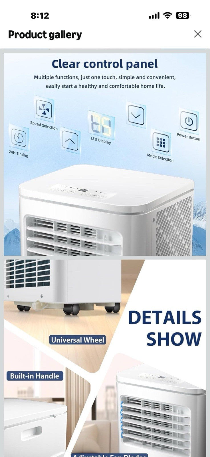 Antarctic Star 10000 BTU Portable Air Conditioner, Portable AC Unit with 4-in-1 