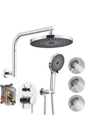 BWE Chrome Shower System Wall Mounted Shower Faucet Set with 10 inch 