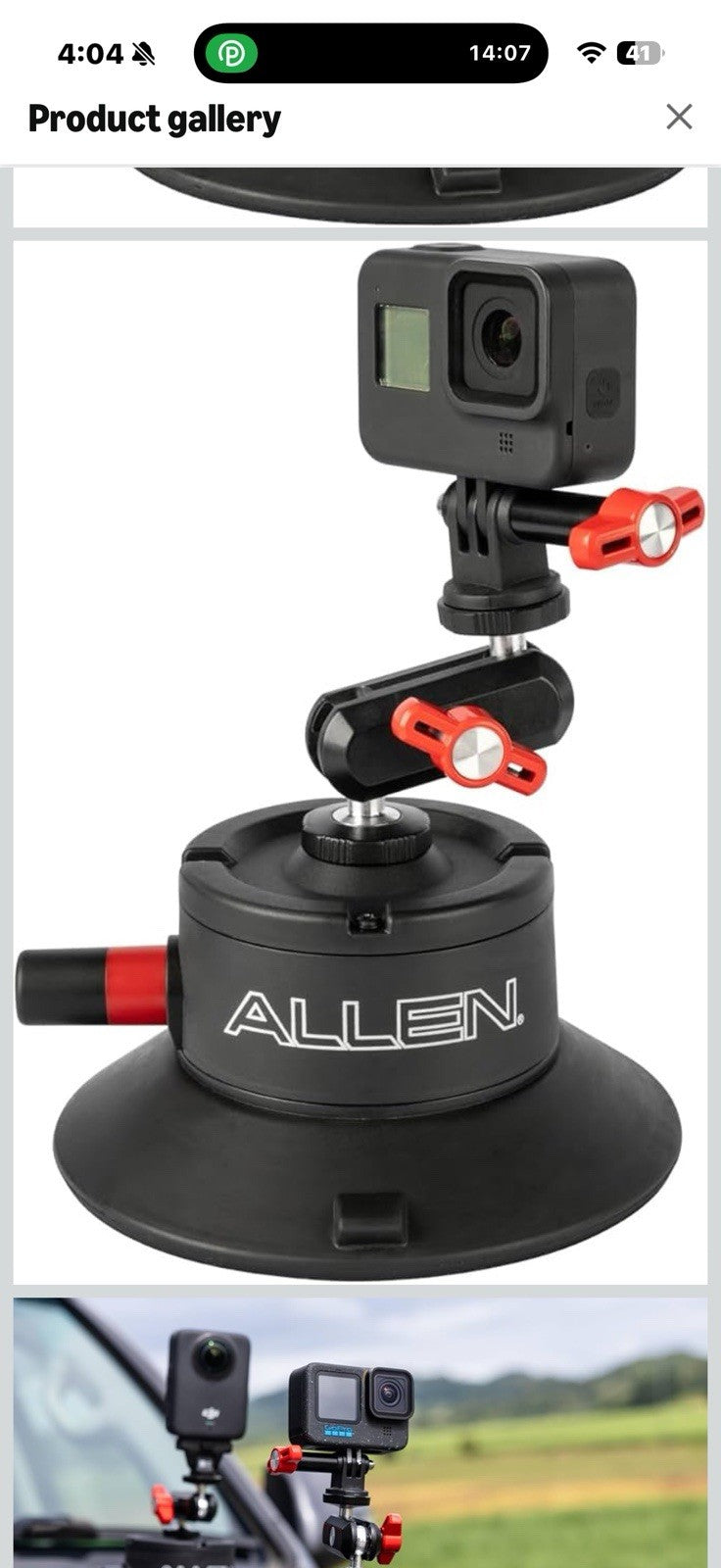 Allen Smart Suction SNAP Camera Mount, Model SB-03, Compatible with DSLR