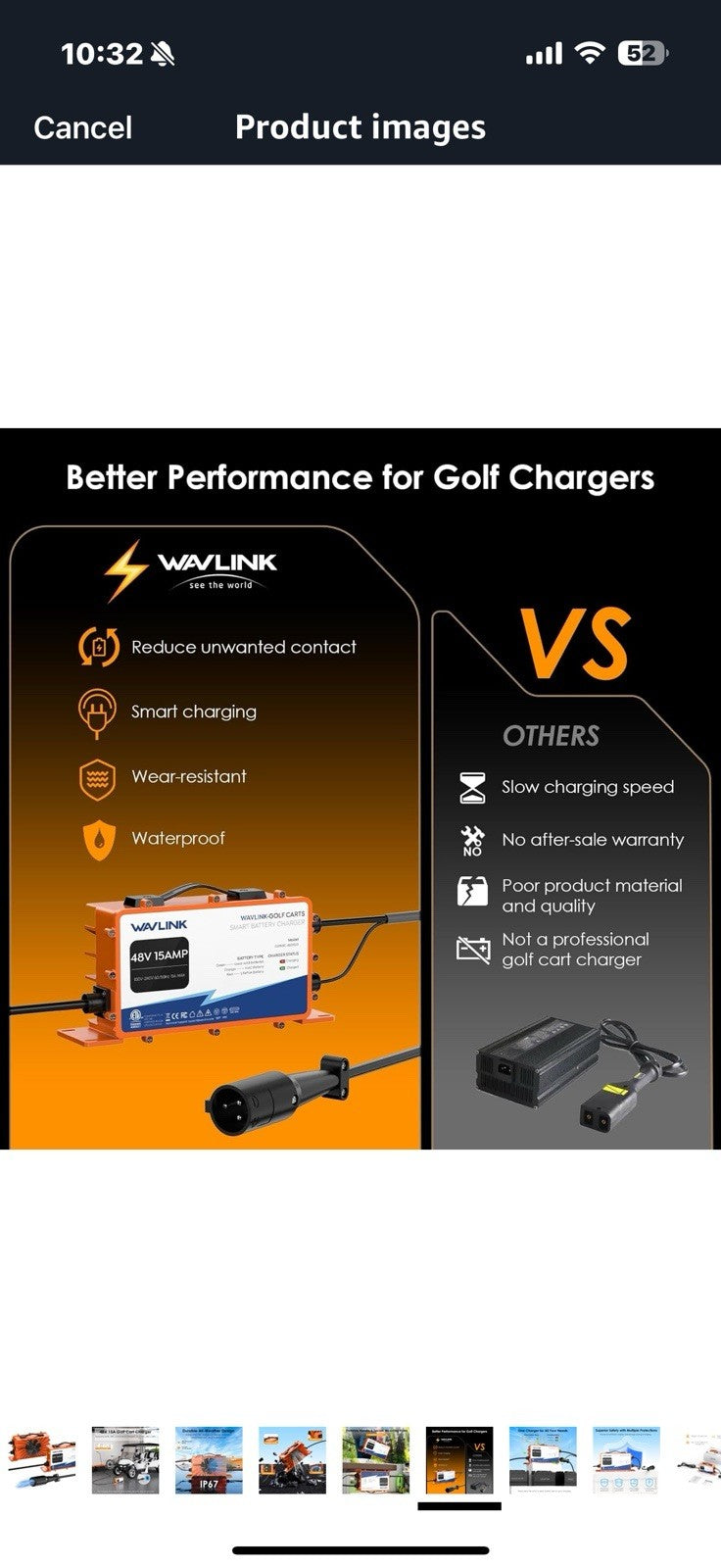 WAVLINK Golf Cart Charger, GS950C - 48V 15A Max, 810W Output, 