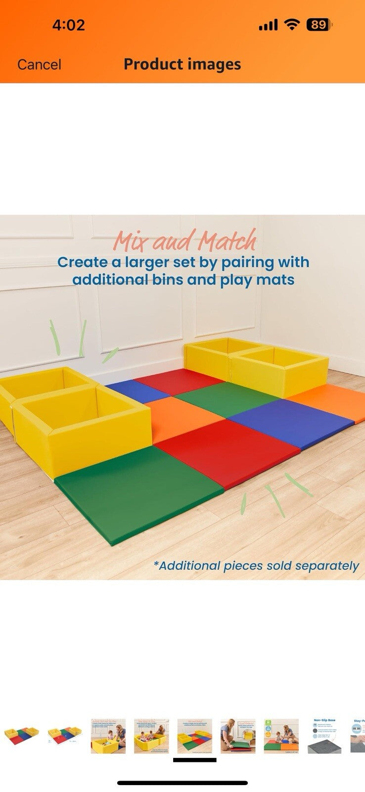 ECR4Kids SoftZone Play Patch Activity Mat and Toy Bins, Beginner Playset