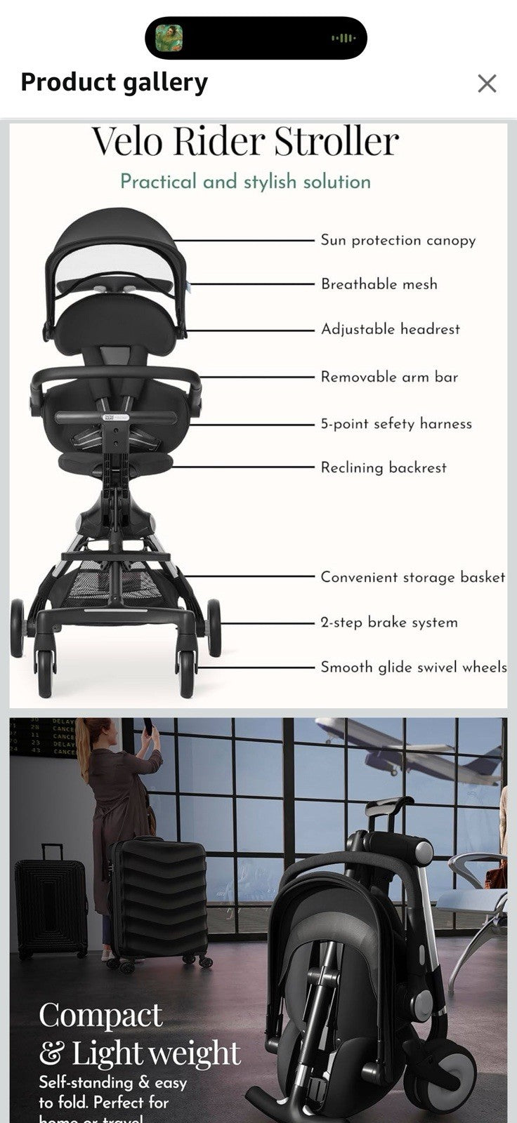 évolur Velo Rider Travel Stroller – Compact, Lightweight Umbrella Stroller 
