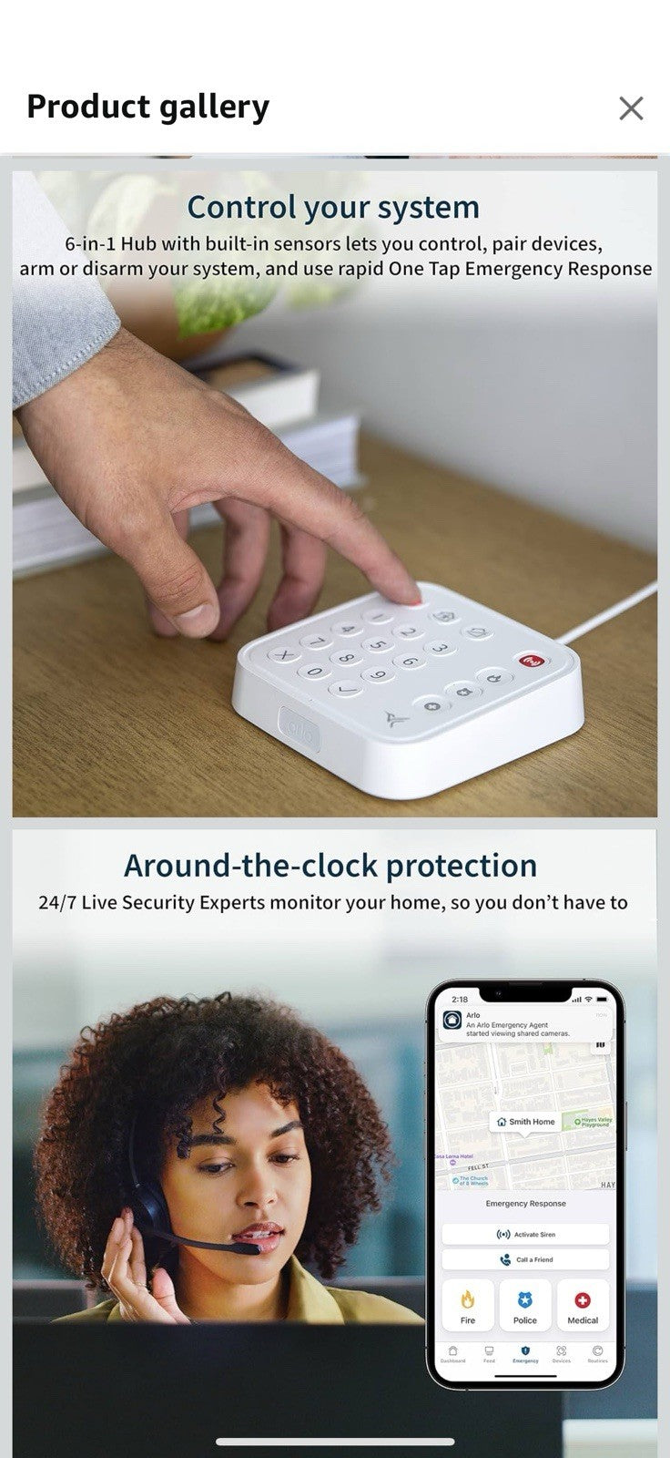 Arlo Home Security System - Wired Keypad Sensor Hub, (2) 8-in-1 Sensors, 