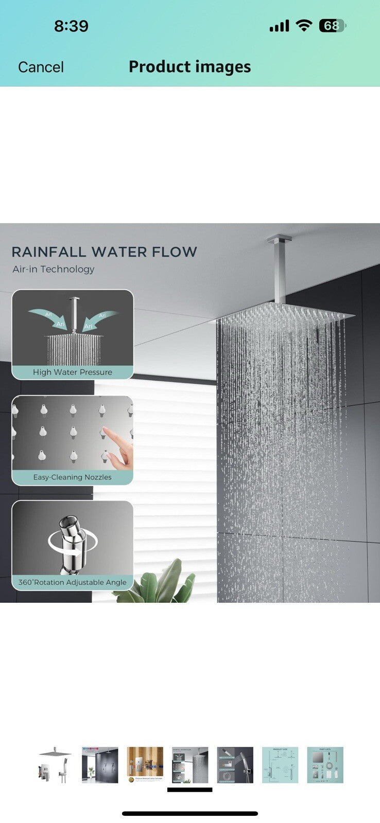 FORIOUS 10 in Rainfall Shower System - Ceiling Mount,Chrome Rain Shower 