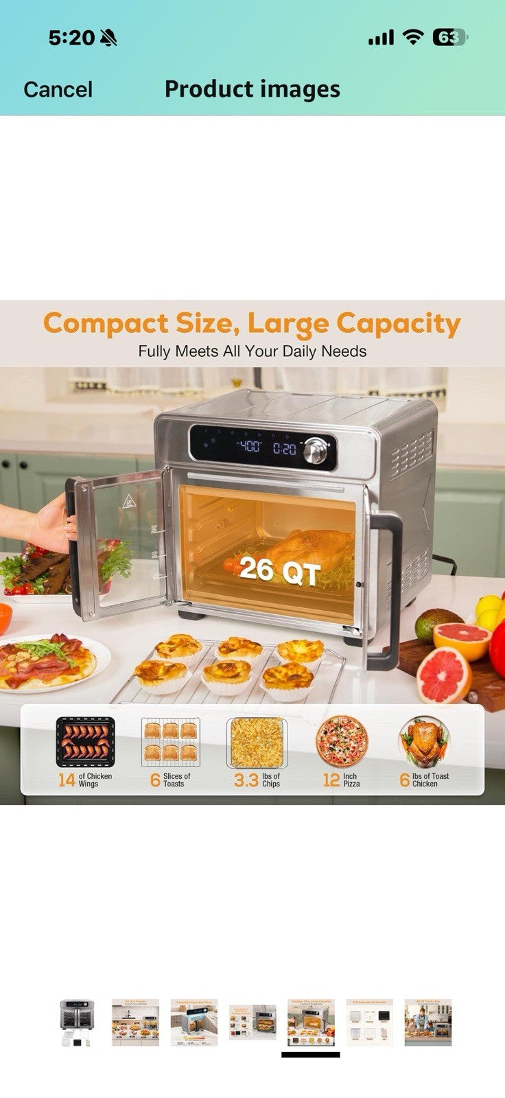 Extra Large French Door Air Fryer Toaster Oven Combo, 24 Cooking 