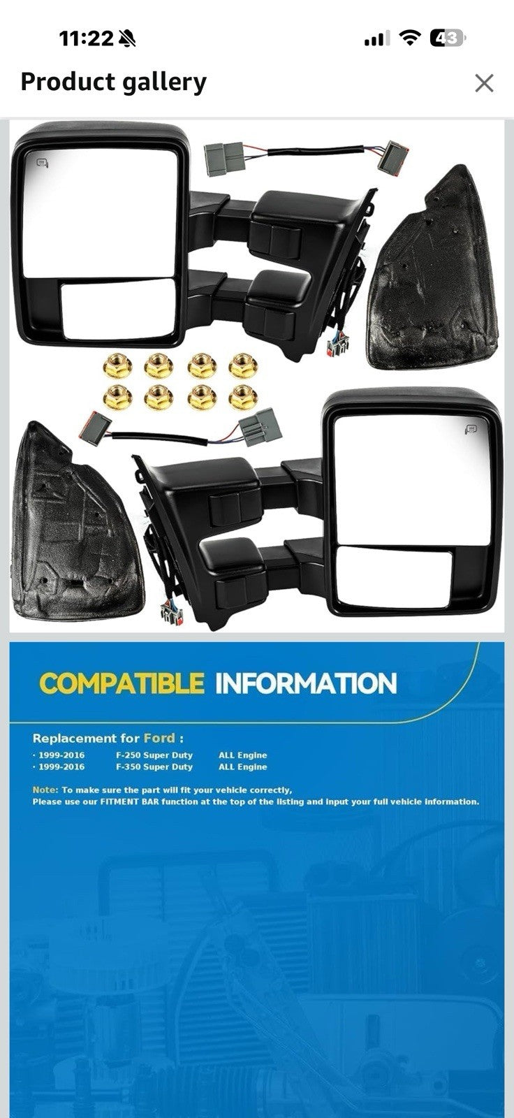PHILTOP Towing Mirrors Compatible with 1999-2016 F-250 Super Duty, 
