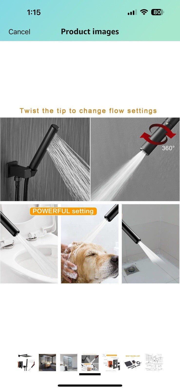 BESy 10 Inch Solid Brass Shower System Fixture High Pressure Mixer Shower Head 