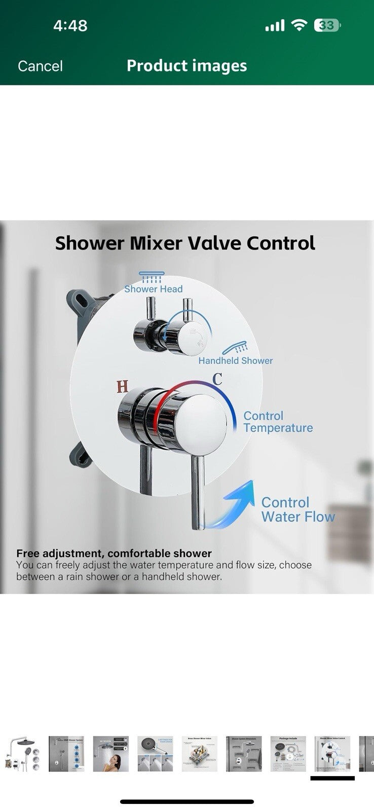 BWE Chrome Shower System Wall Mounted Shower Faucet Set with 10 inch 