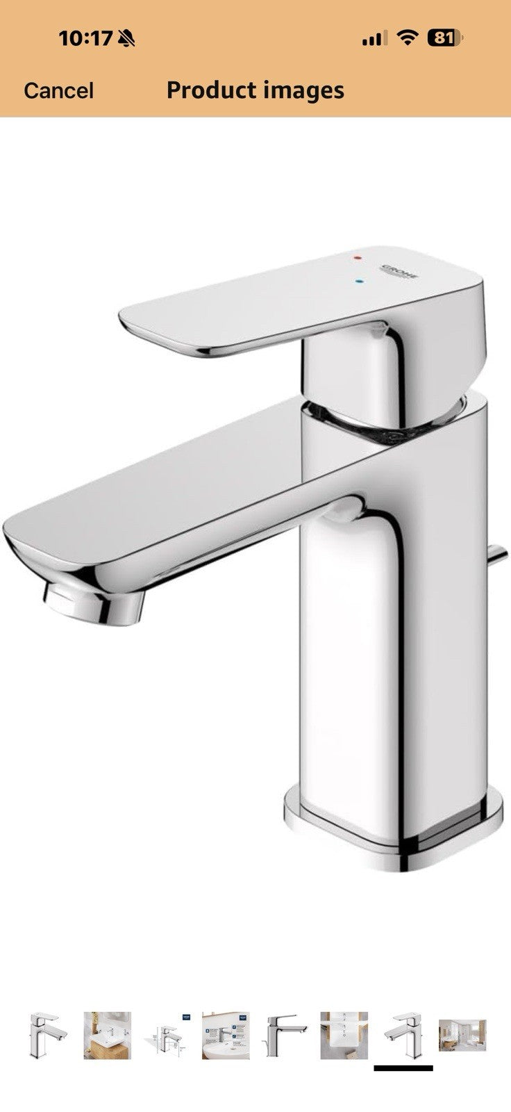 Grohe 1053490000 Cubeo Single Hole Single Handle S-Size Bathroom 