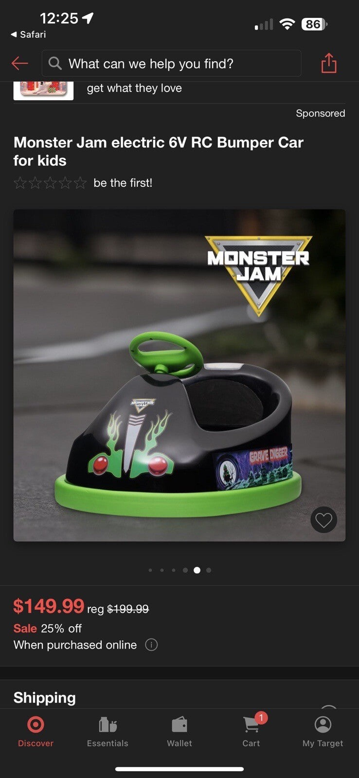 Monster Jam electric 6V RC Bumper Car for kids