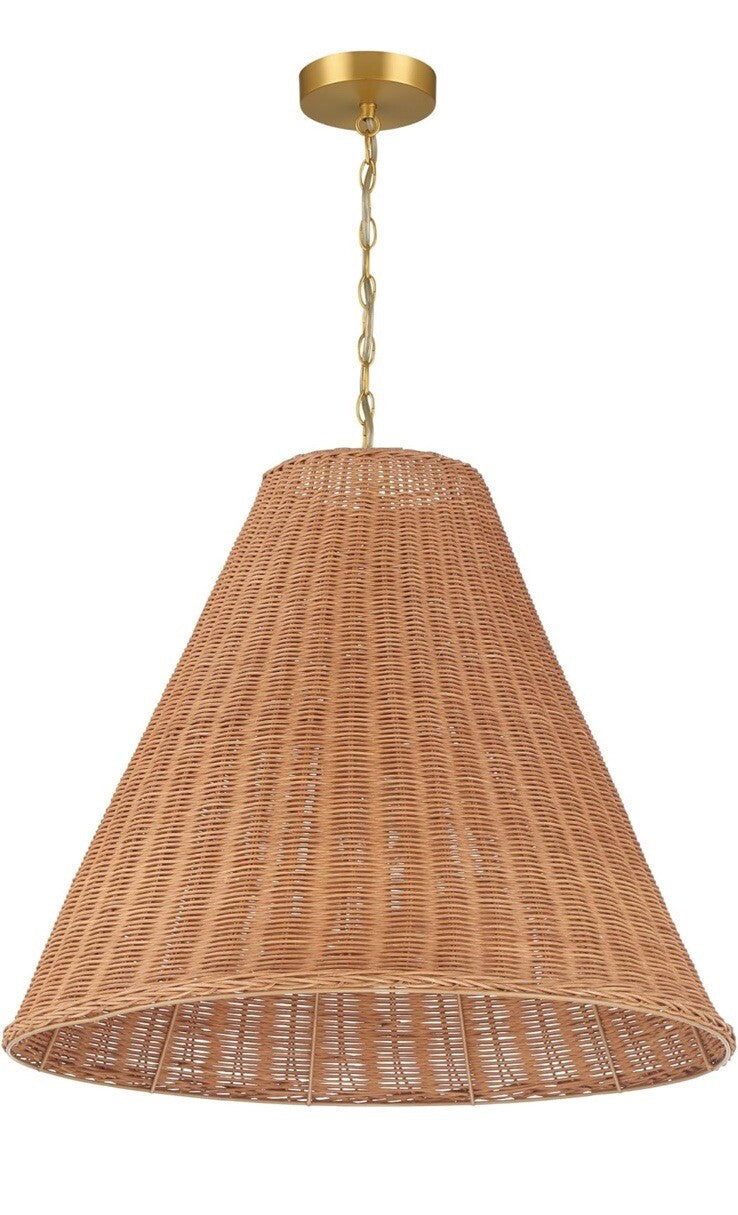 Creative Co-Op Rattan Taper Pendant Light, Natural