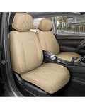 Prestige Edition Faux Leather Seat Covers for Cars, Trucks, & SUV – 2 Beige Car 