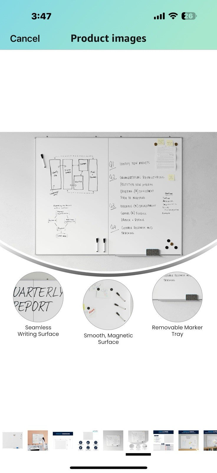 Flash Furniture Hercules Commercial Magnetic Dry Erase Board, Aluminum 