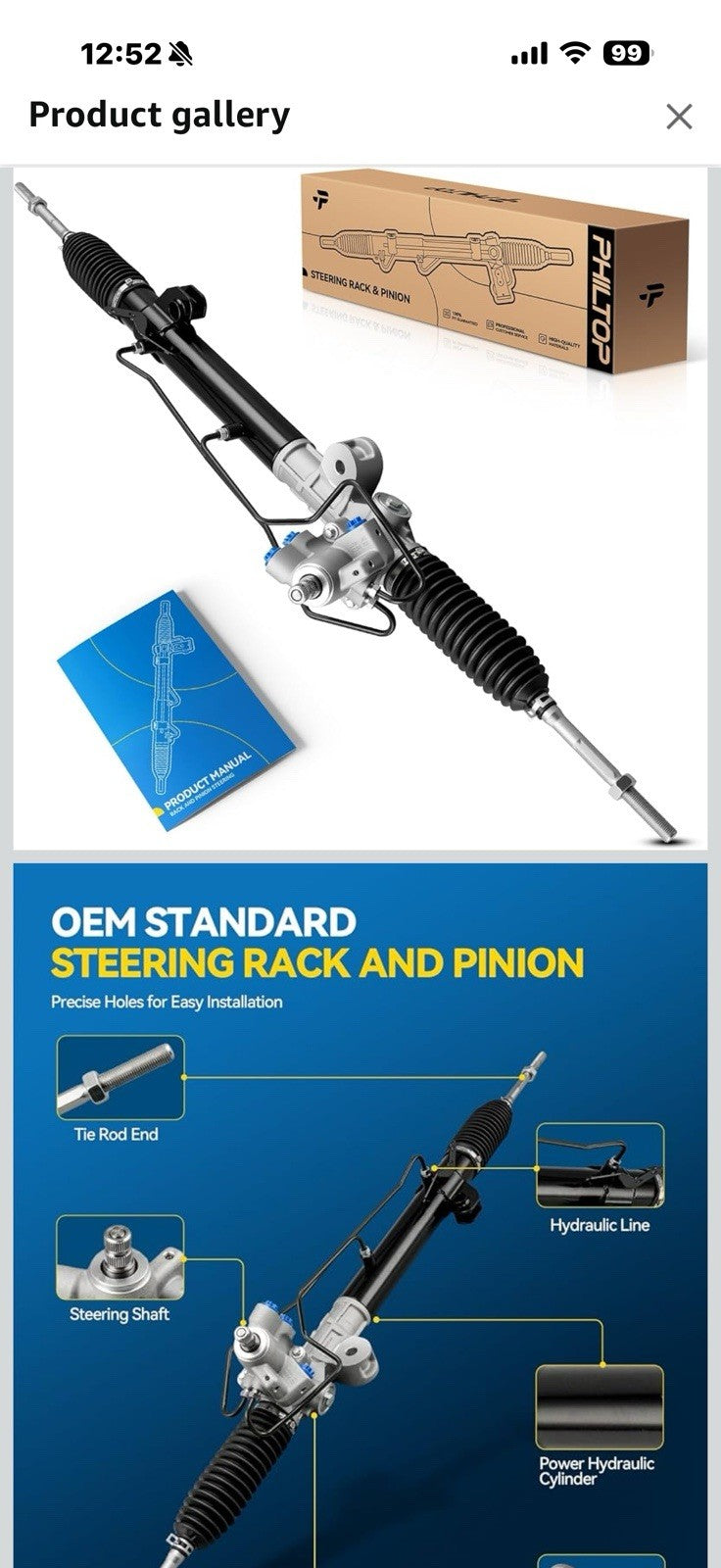 PHILTOP Hydraulic Power Steering Rack and Pinion for 2009-2014 
