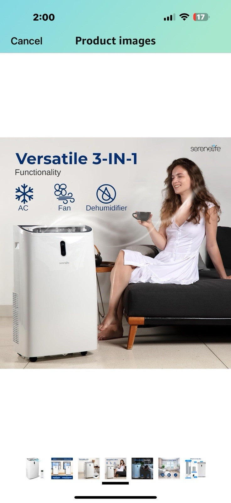 SereneLife SLPAC242B Portable Air Conditioner-12000 BTU Capacity (ASHRAE)