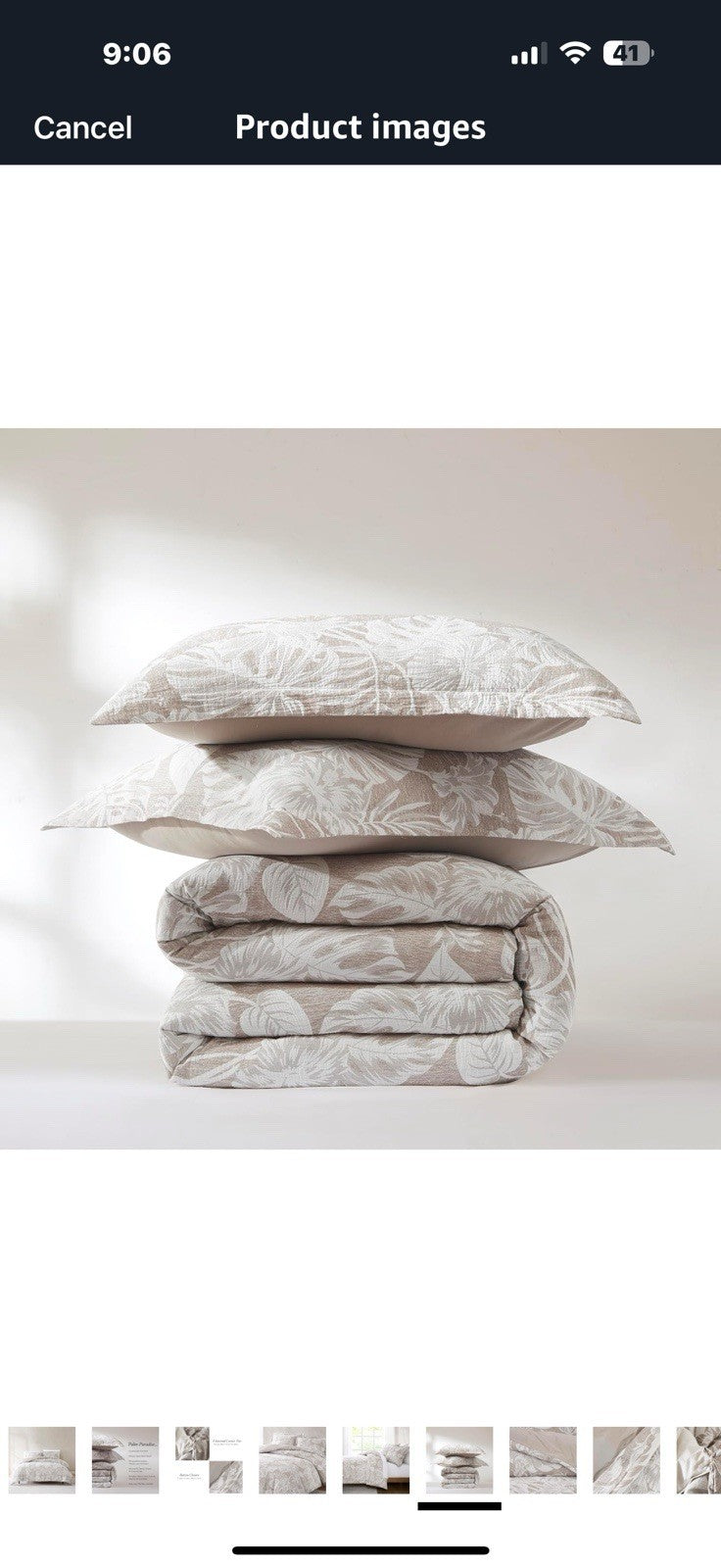 Lush Decor Bali Tropical Leaves Gauze Jacquard Duvet Cover 3 Piece Set King