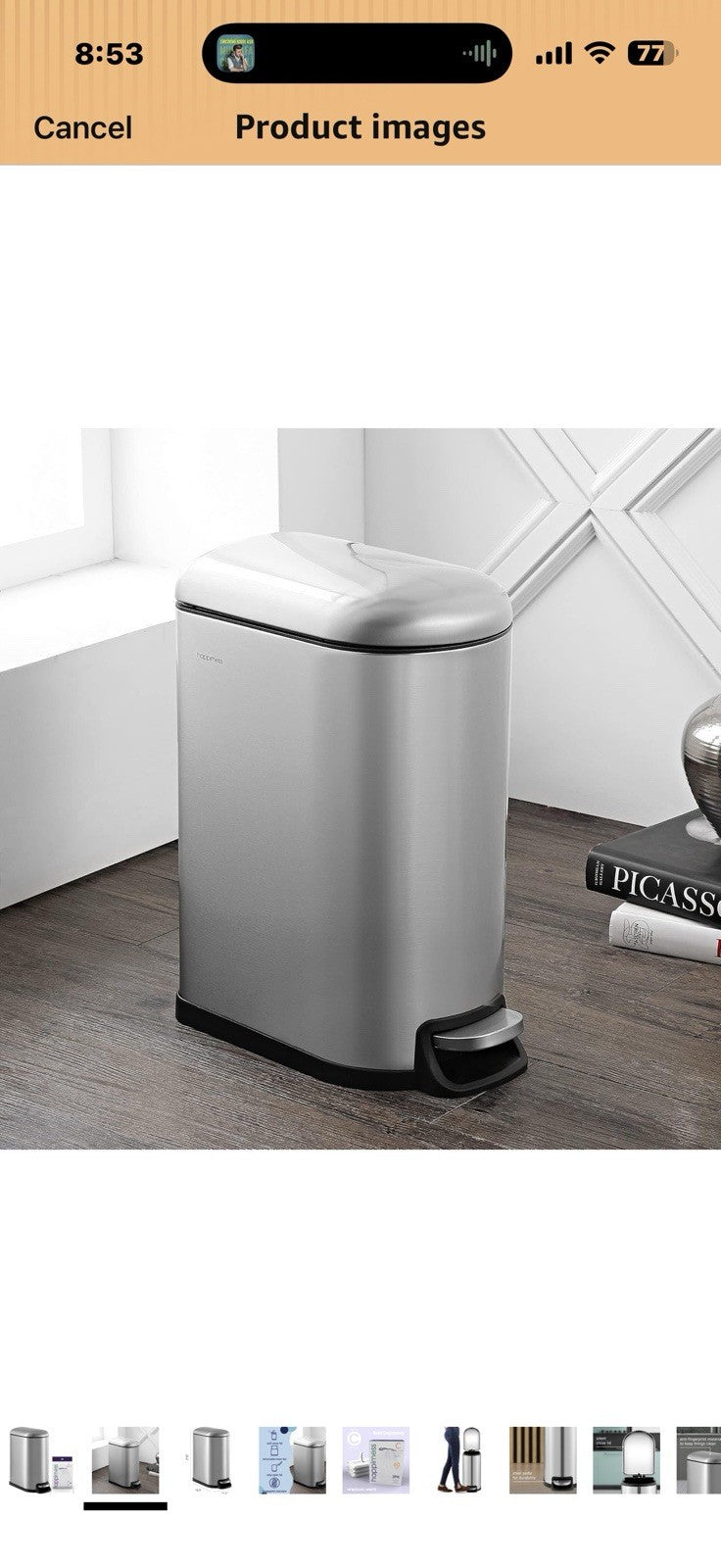 happimess  Roland 10.6 Gal. Chrome Step-Open Trash Can