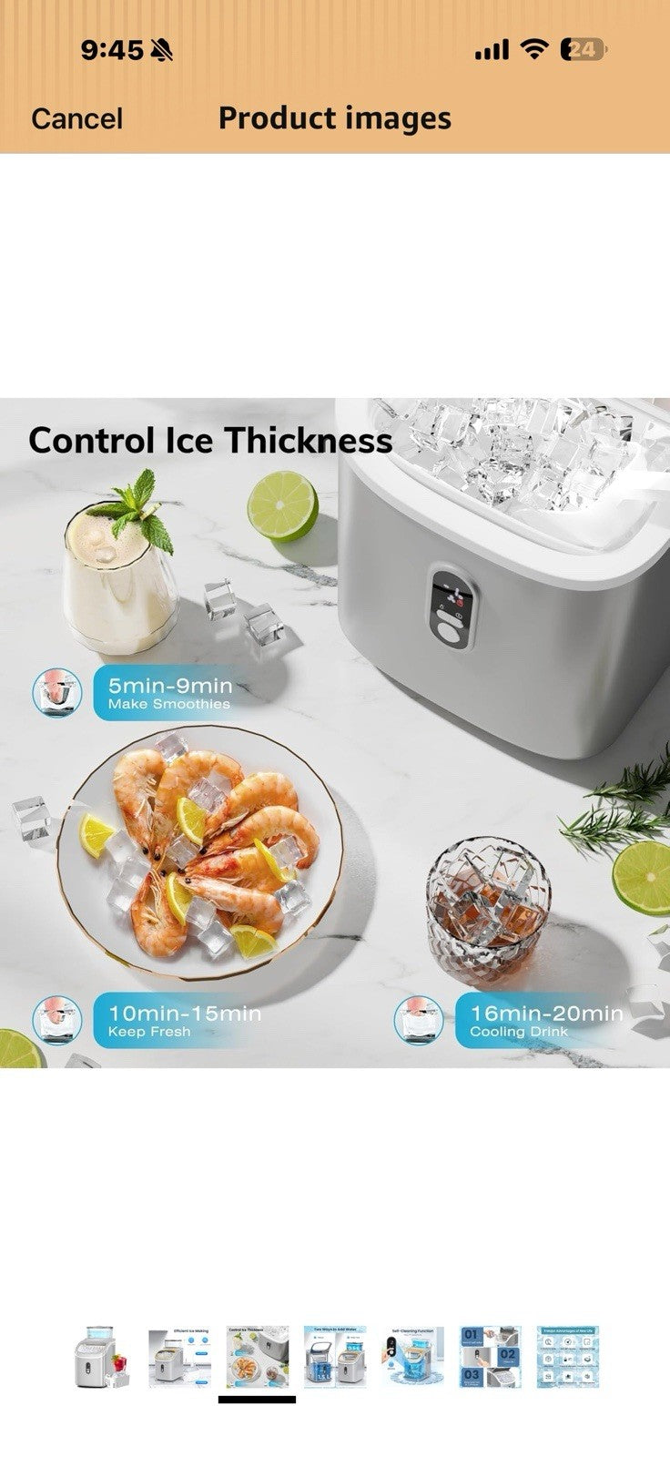 Antarctic Star Countertop Ice Maker Machine, 30lbs/24Hrs, 3 Thickness Ice