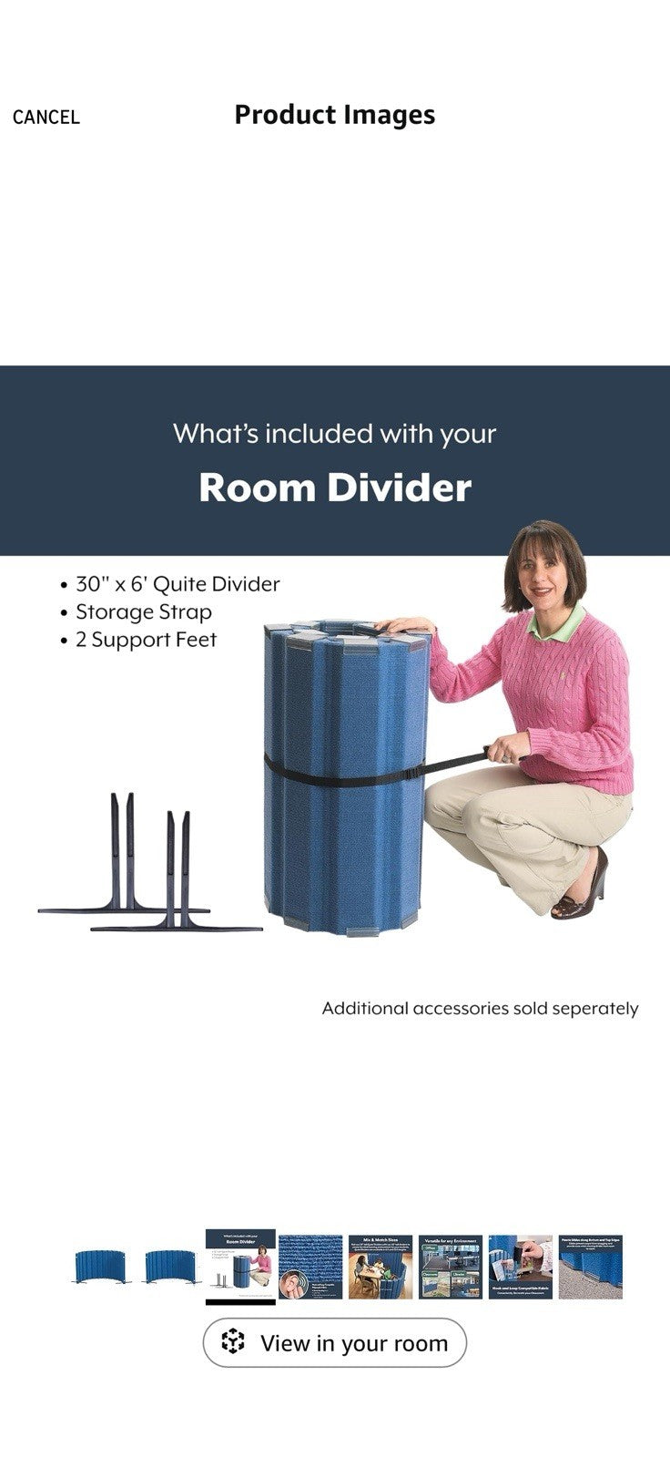 Angeles 30" x 6' Quiet Divider With Sound Dampening