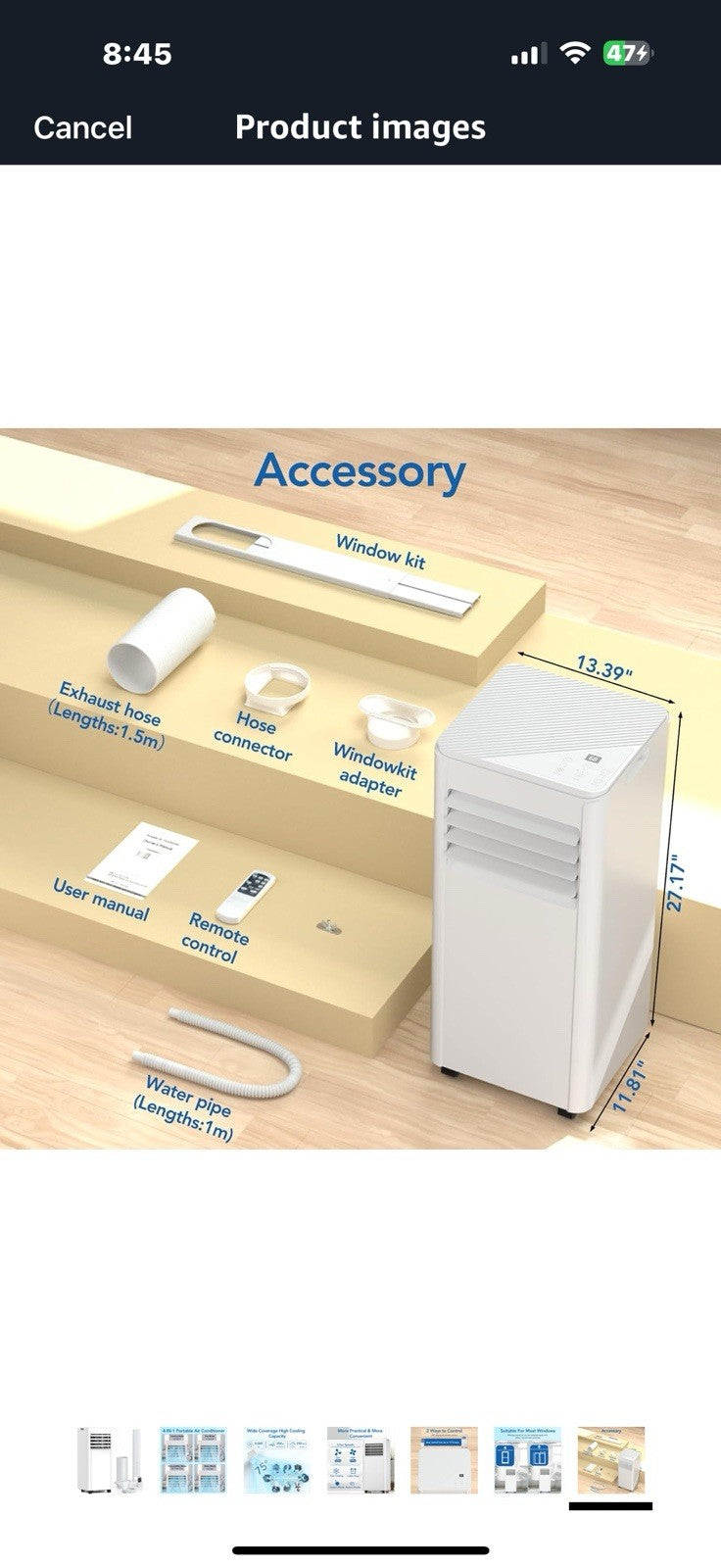 Antarctic Star 8,000 BTU Portable Air Conditioners Cools Up to 350 Sq.Ft, 